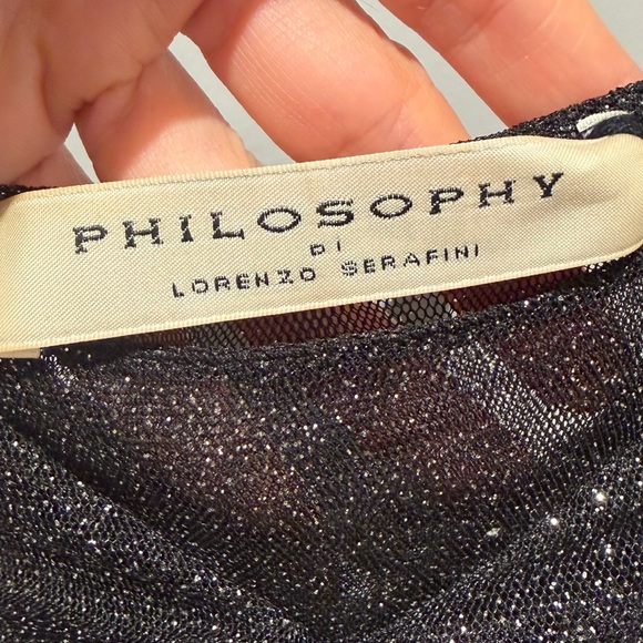 NWT Philosophy di Lorenzo Serafini Black Glitter High Low Dress - Picture 7 of 9